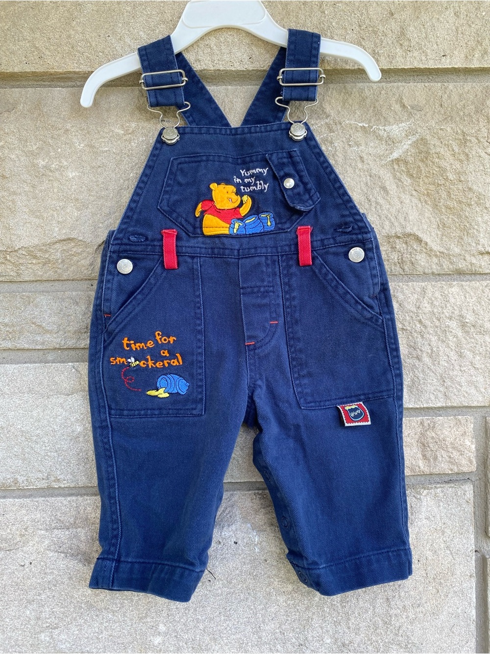 Vtg Winnie the Pooh 100 Acre Wood Collection Embroidered Baby Overalls 12 Months